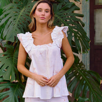 Set Pijama Largo Santorini White Palms