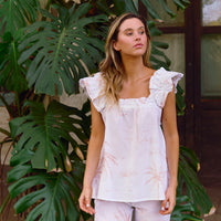 Set Pijama Largo Santorini White Palms