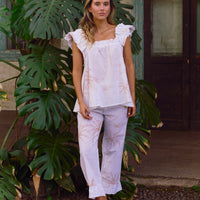 Set Pijama Largo Santorini White Palms