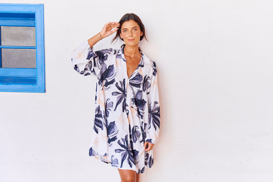 Camisa De Dormir Cali Smoke Flowers Winter