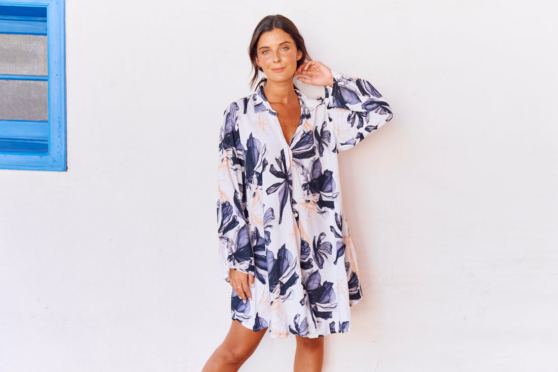 Camisa De Dormir Cali Smoke Flowers Winter