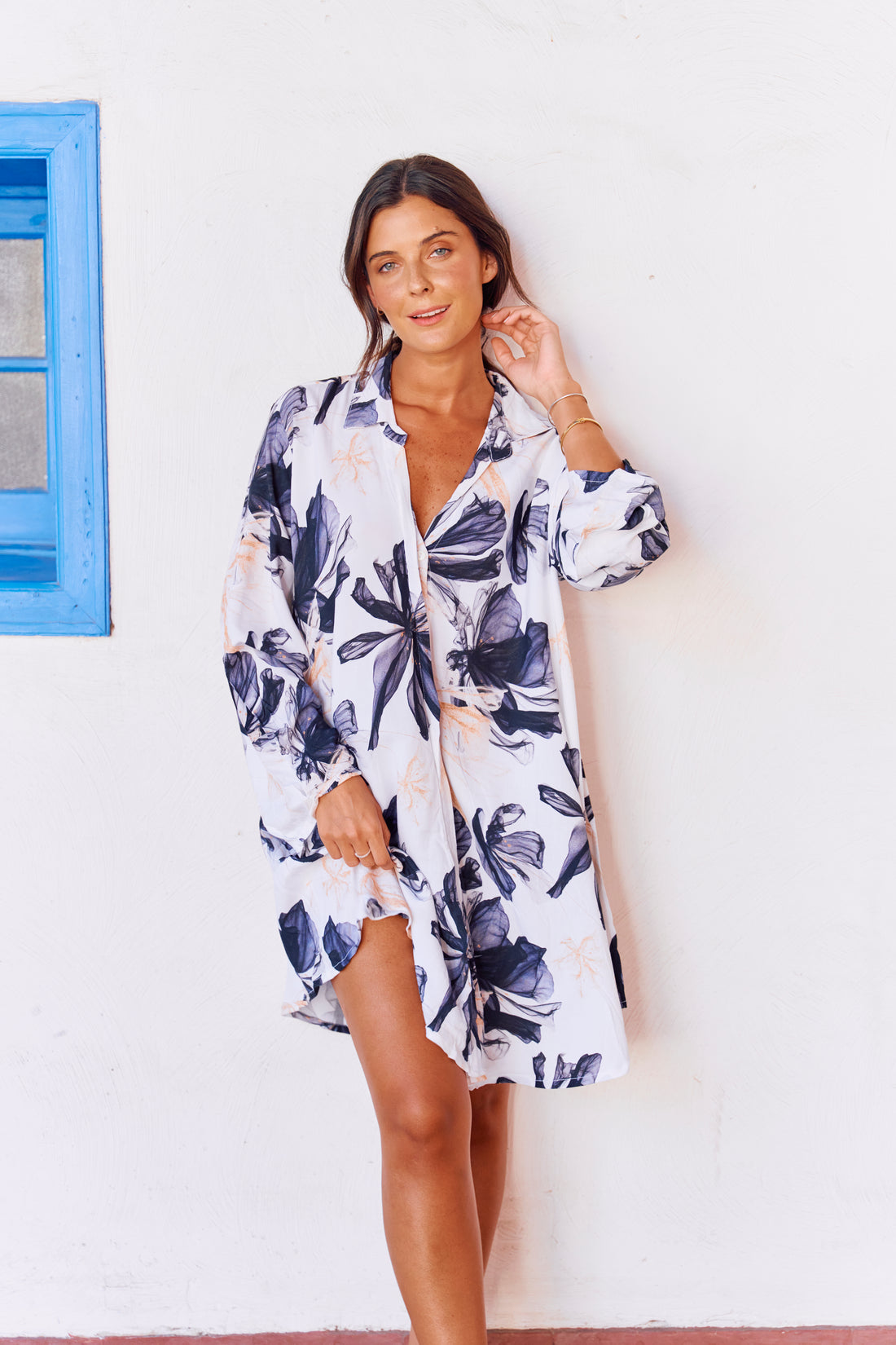 Camisa De Dormir Cali Smoke Flowers Winter