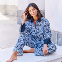 Pijama Largo Menorca Black Leaves