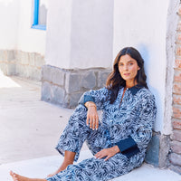 Pijama Largo Menorca Black Leaves