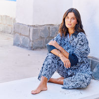 Pijama Largo Menorca Black Leaves