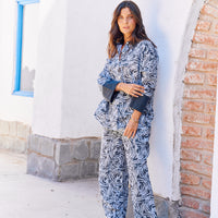 Pijama Largo Menorca Black Leaves