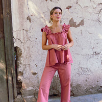 Set Pijama Largo Santorini Rust