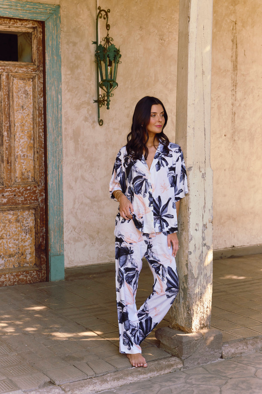 Pijama Largo Dehli Smoke Flowers