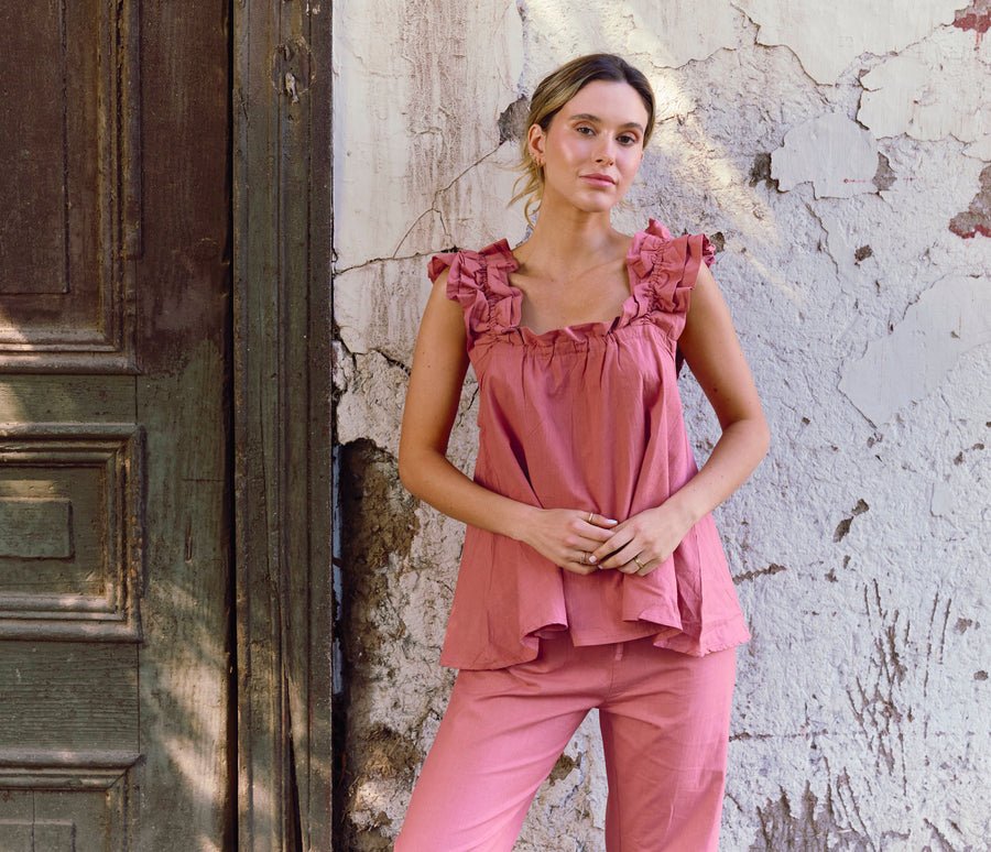 Set Pijama Largo Santorini Rust