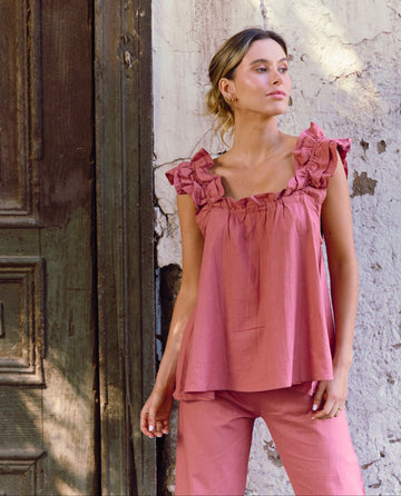 Set Pijama Largo Santorini Rust