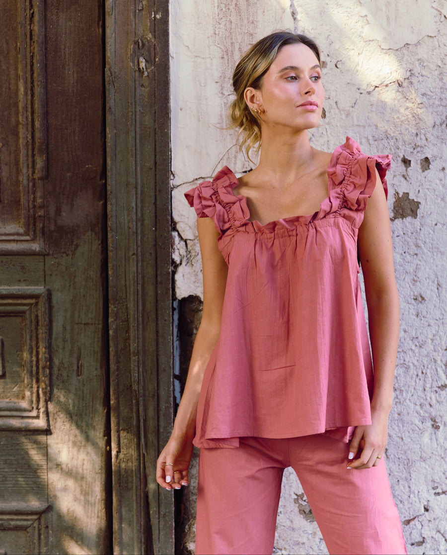 Set Pijama Largo Santorini Rust