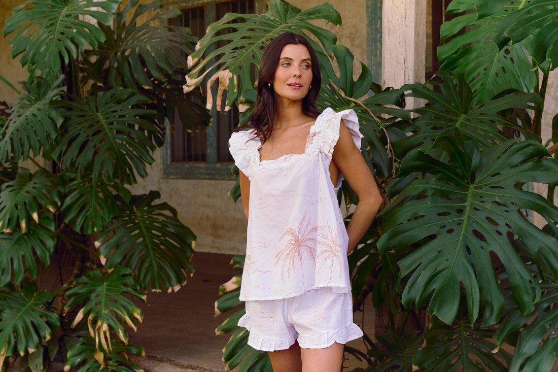 Set Pijama Santorini White Palms