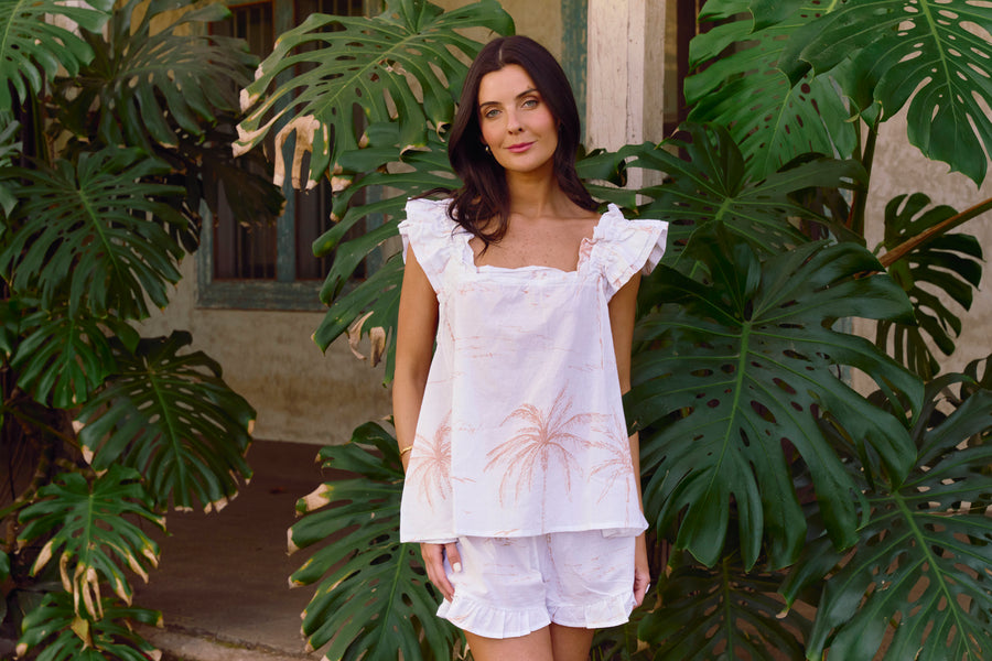Set Pijama Santorini White Palms
