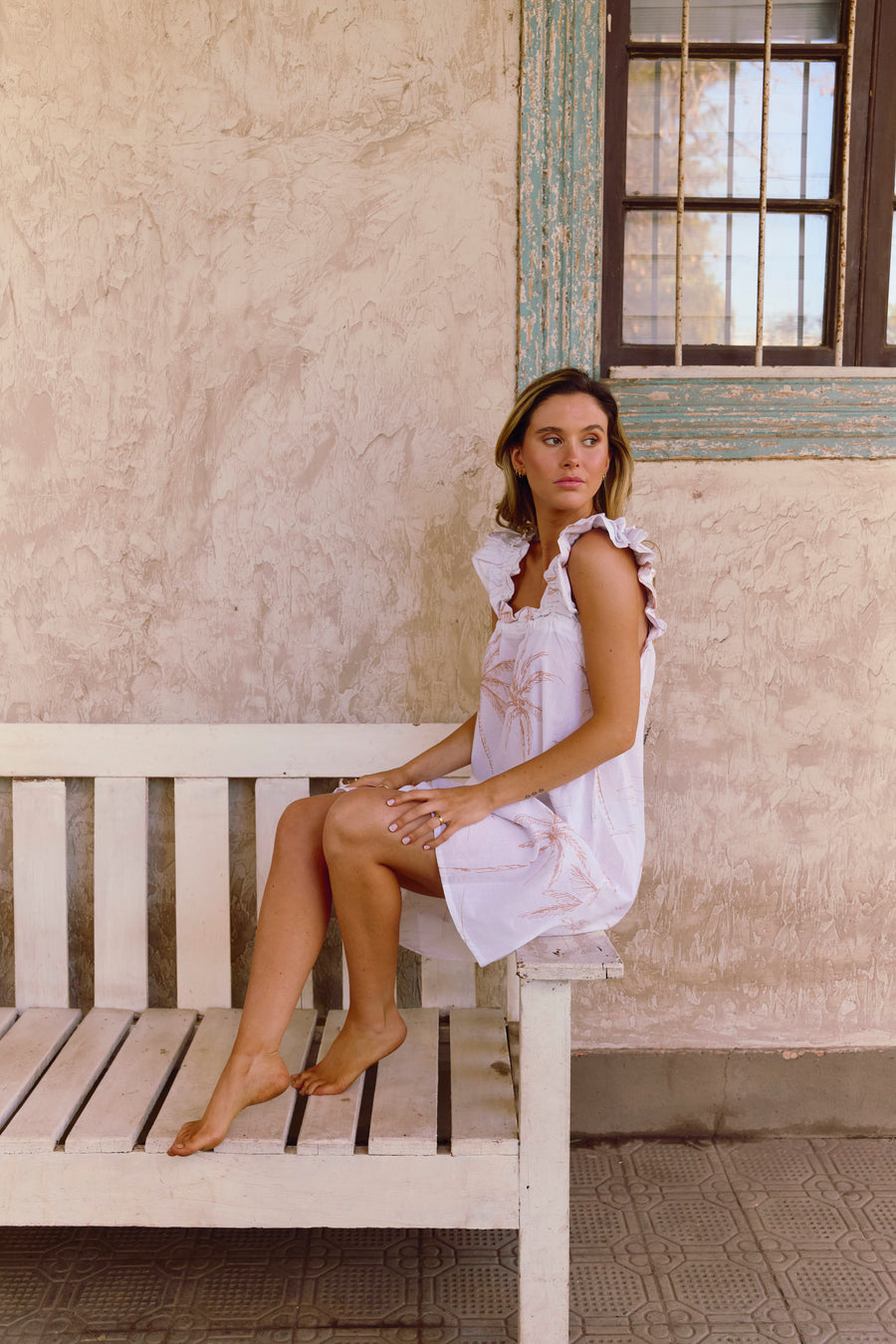 Camisa De Dormir Mykonos White Palms
