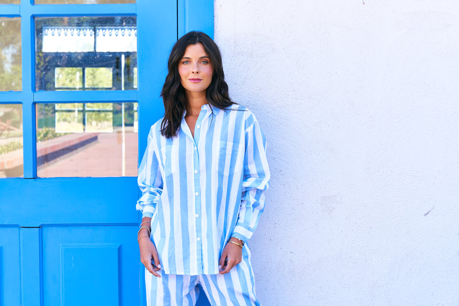 Pijama Largo Sienna Blue Stripes