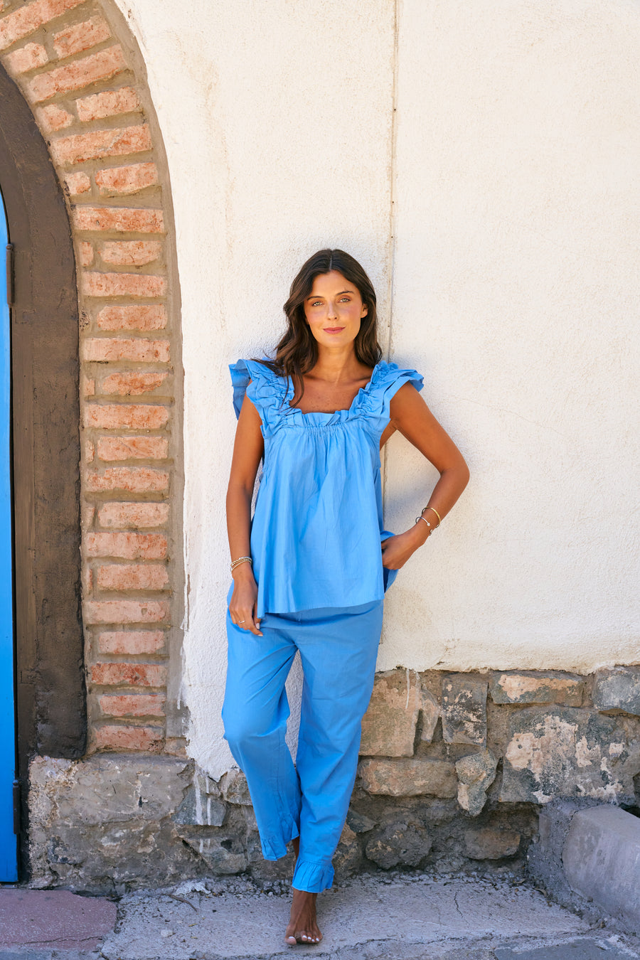 Pijama Largo Santorini Blue Greece