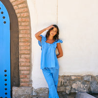 Pijama Largo Santorini Blue Greece