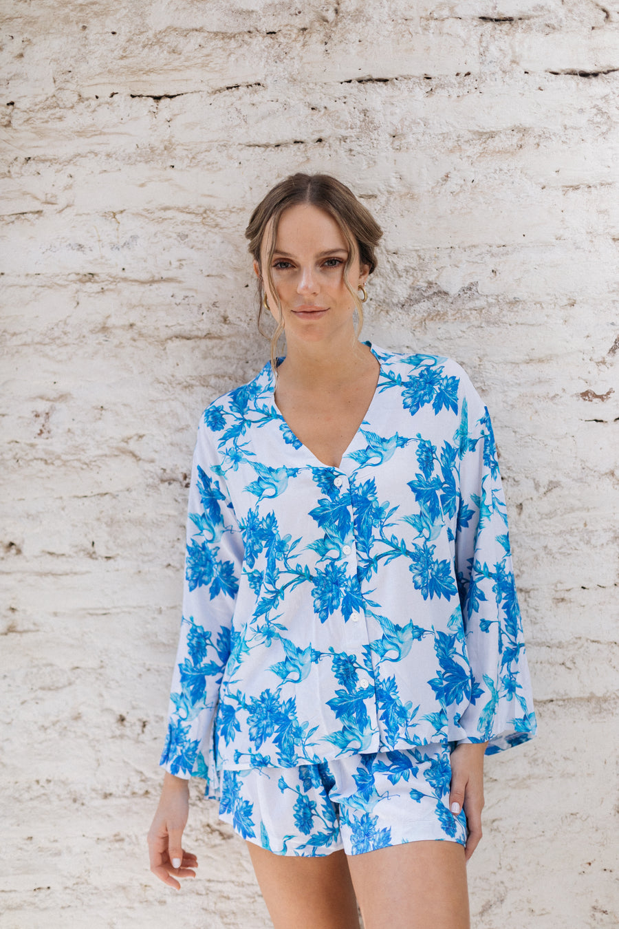 Set Pijama Milan Blue Botanic