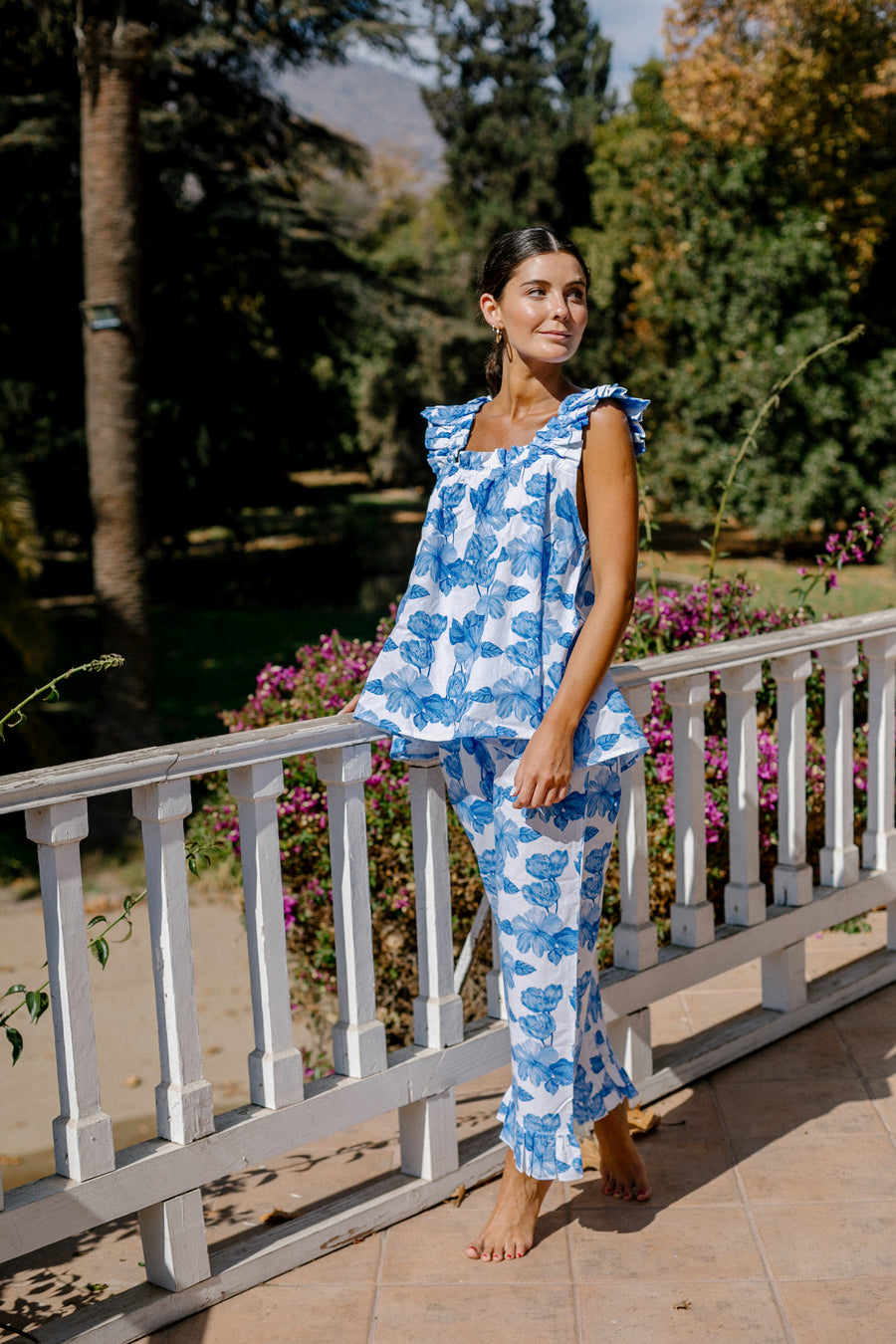 Pijama Largo Santorini Blue Garden
